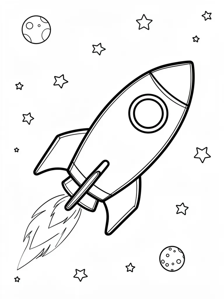 Coloriage Fusée dans l’espace à imprimer
