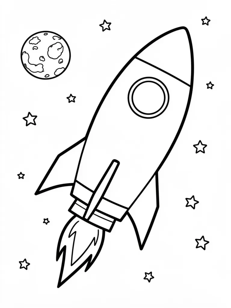 Coloriage Fusée dans l’espace détaillé – coloriage à imprimer gratuit