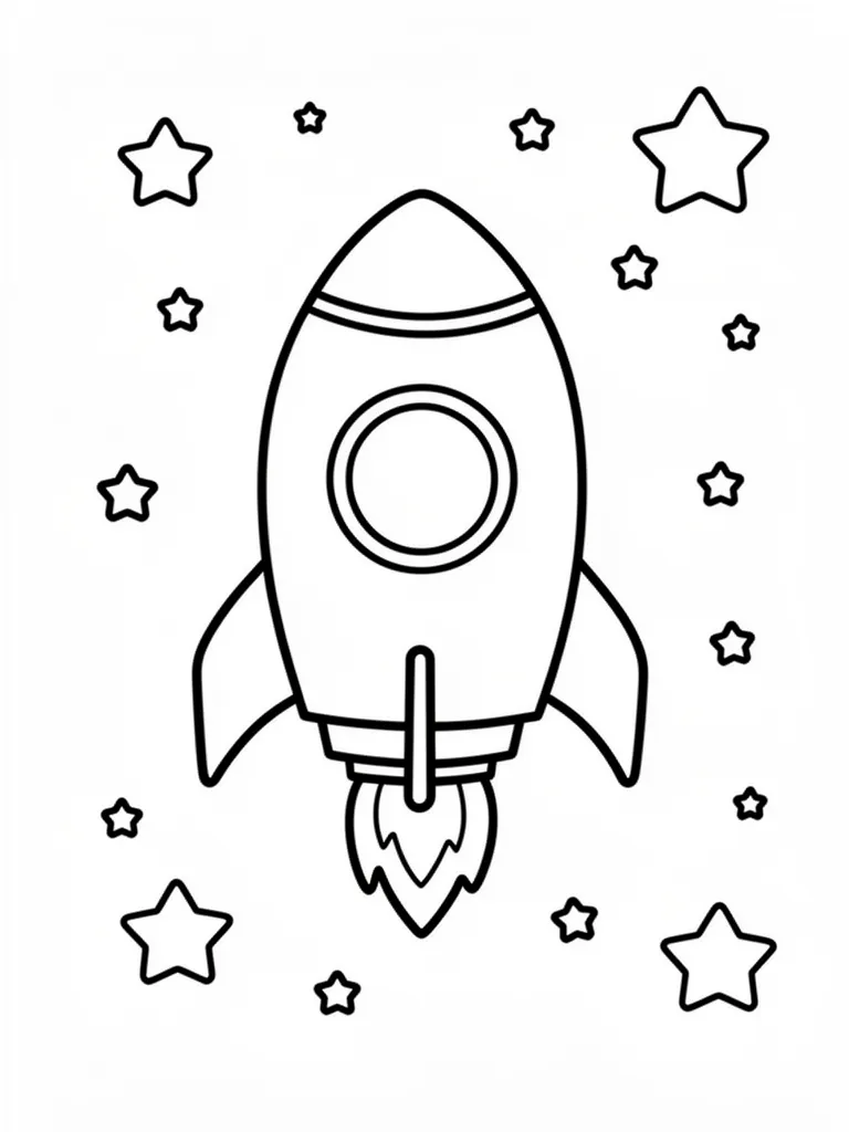 Coloriage Fusée dans l’espace kawaii – coloriage à imprimer gratuit