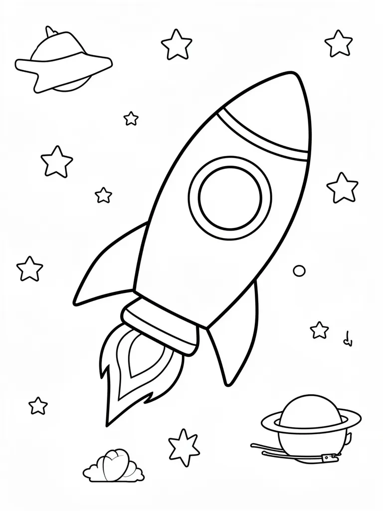 Coloriage Fusée dans l’espace pour maternelle – coloriage à imprimer gratuit