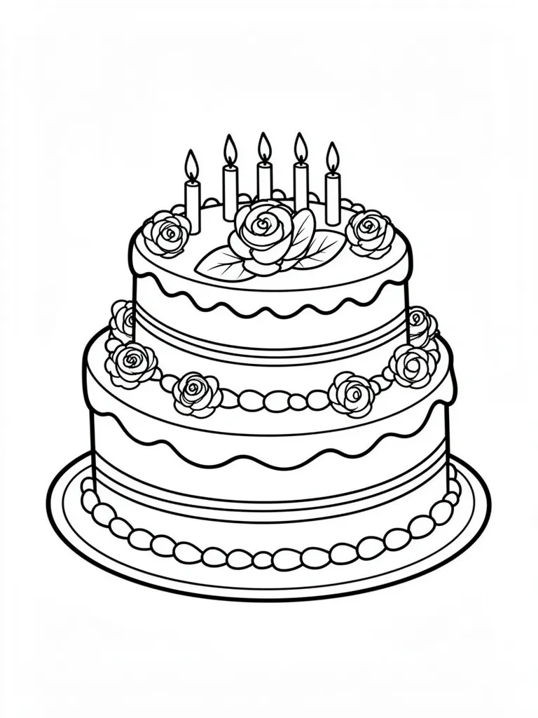 Coloriage Gâteau fête des mères – coloriage à imprimer gratuit