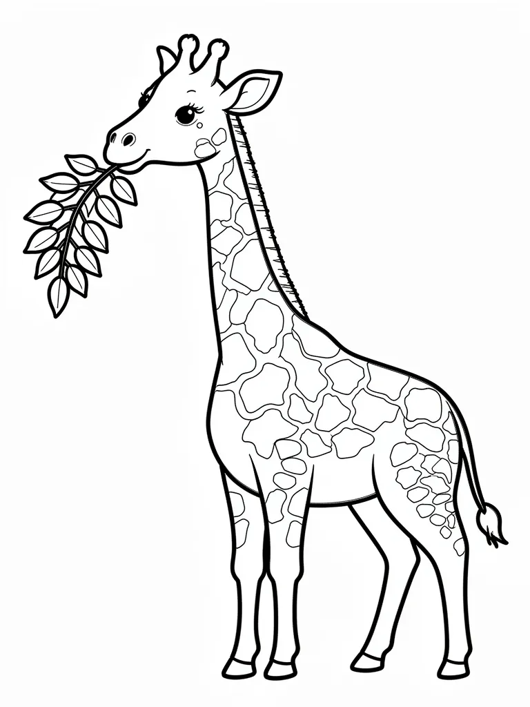 Coloriage Girafe mangeant des feuilles à imprimer