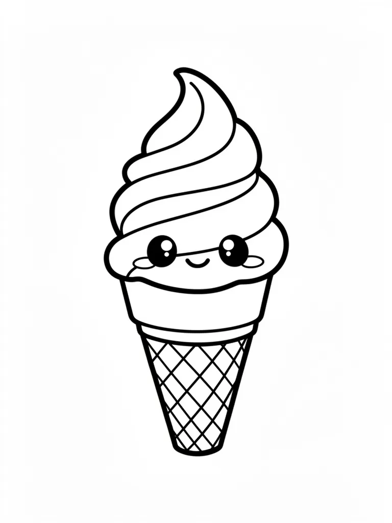 Coloriage Glace à l’italienne kawaii à imprimer