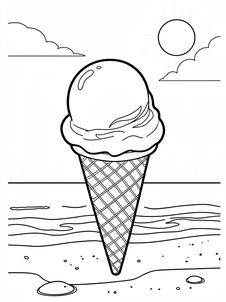 Coloriage Glace à la plage – coloriage à imprimer gratuit