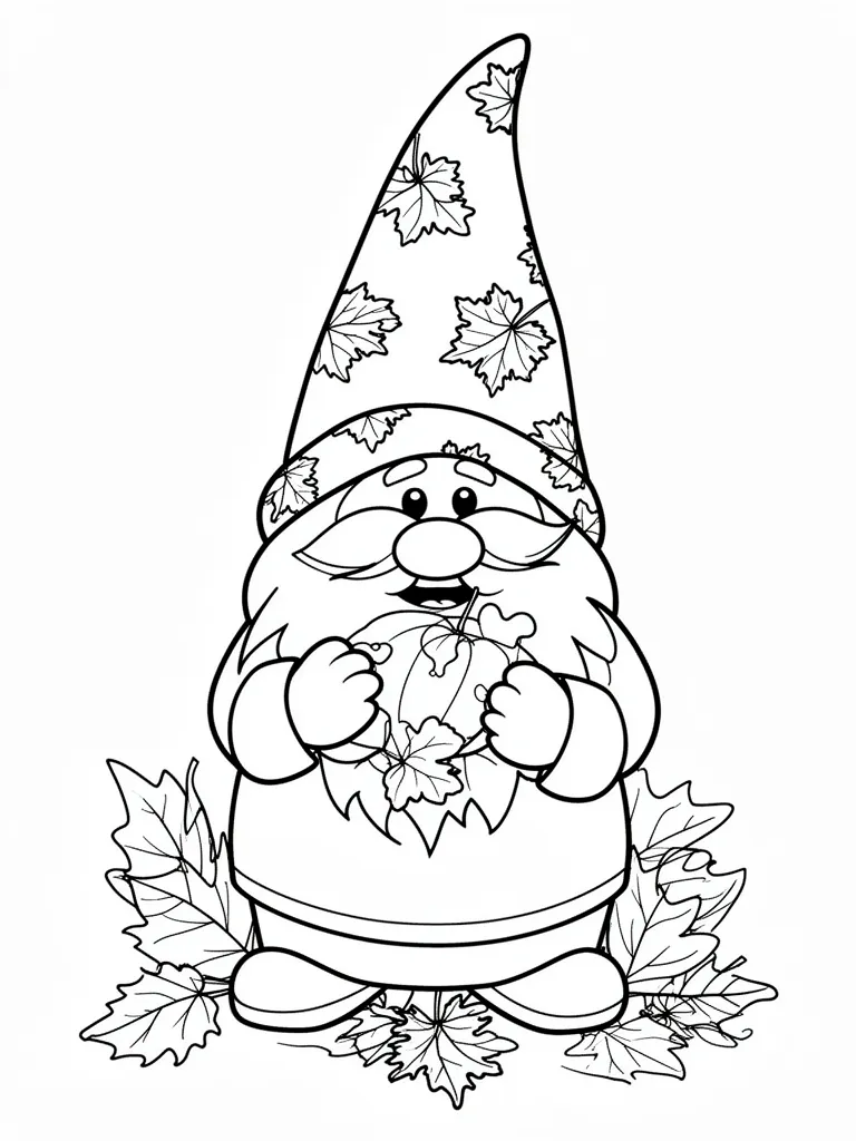 Coloriage gnome automne – coloriage à imprimer gratuit