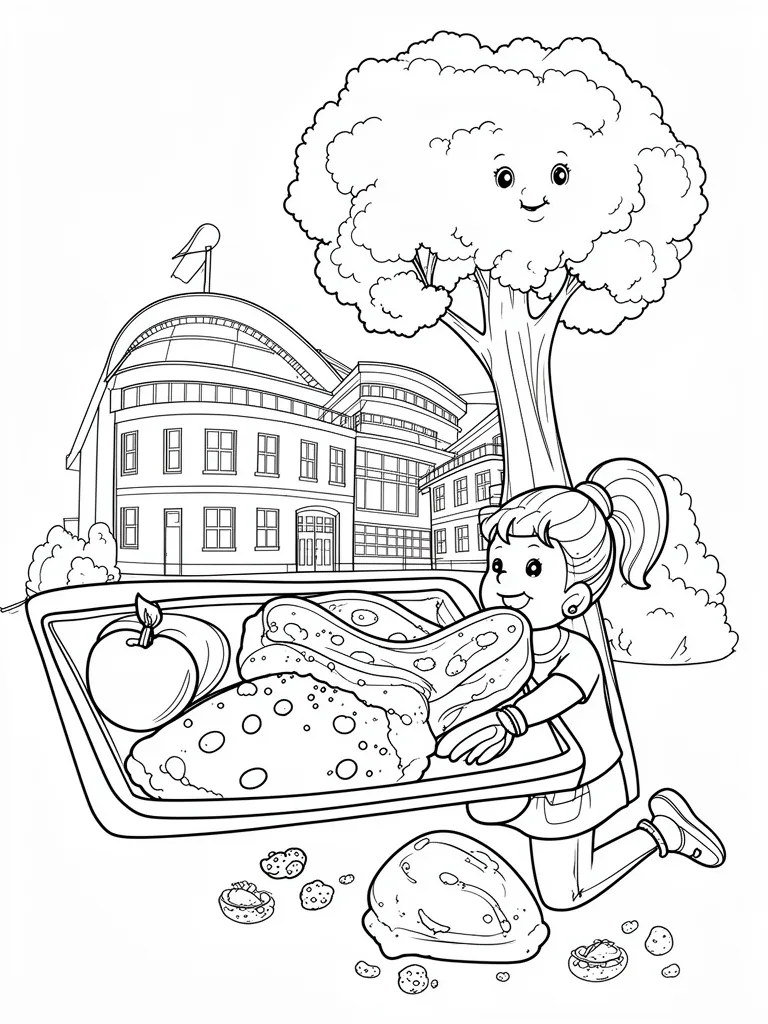 Coloriage Goûter dans la cour – coloriage à imprimer gratuit