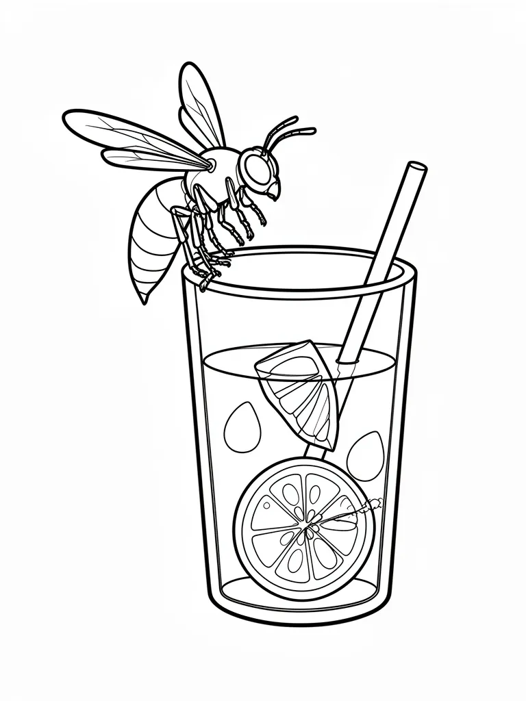 Coloriage Guêpe et limonade – coloriage à imprimer gratuit