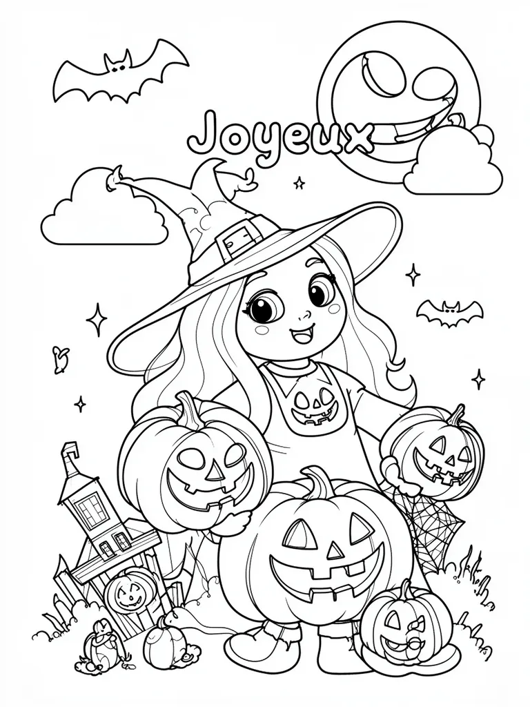 Coloriage halloween joyeux à imprimer