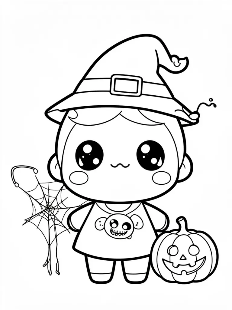Coloriage halloween kawaii à imprimer