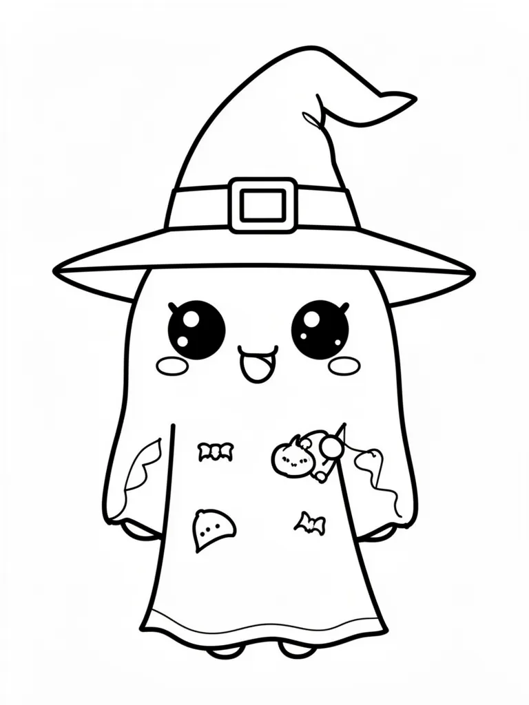 Coloriage halloween kawaii à imprimer