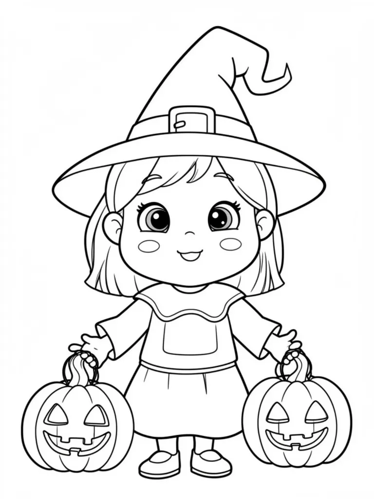 Coloriage halloween mignon à imprimer