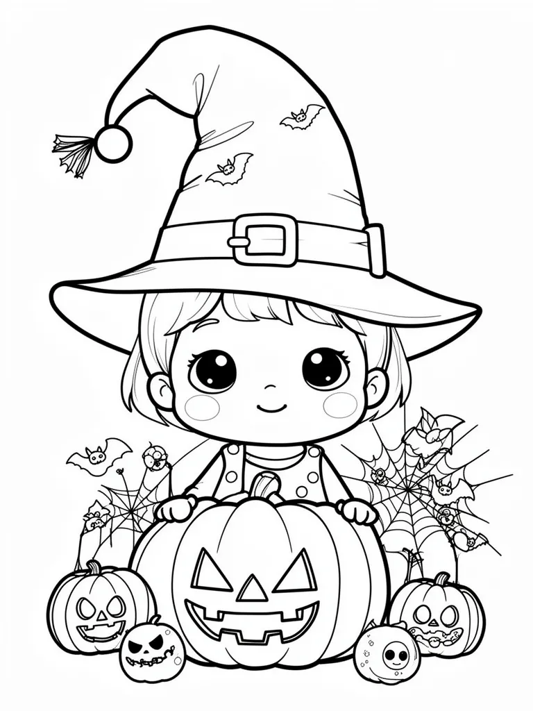 Coloriage halloween mignon à imprimer