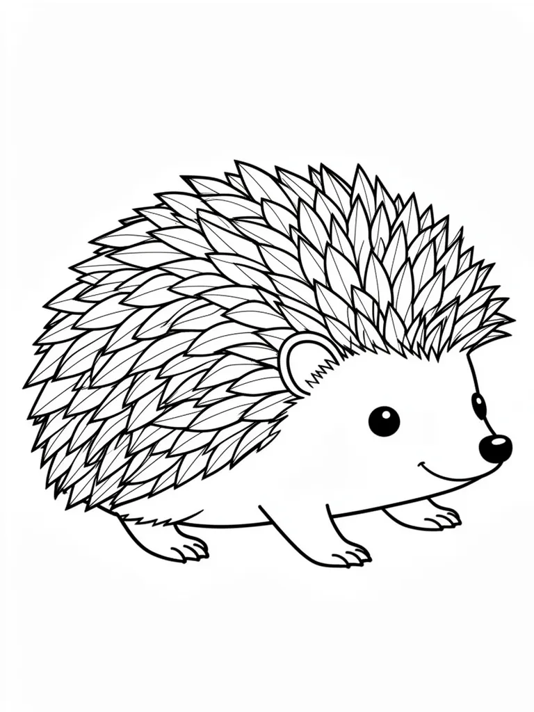 Coloriage Hérisson sous les feuilles – coloriage à imprimer gratuit