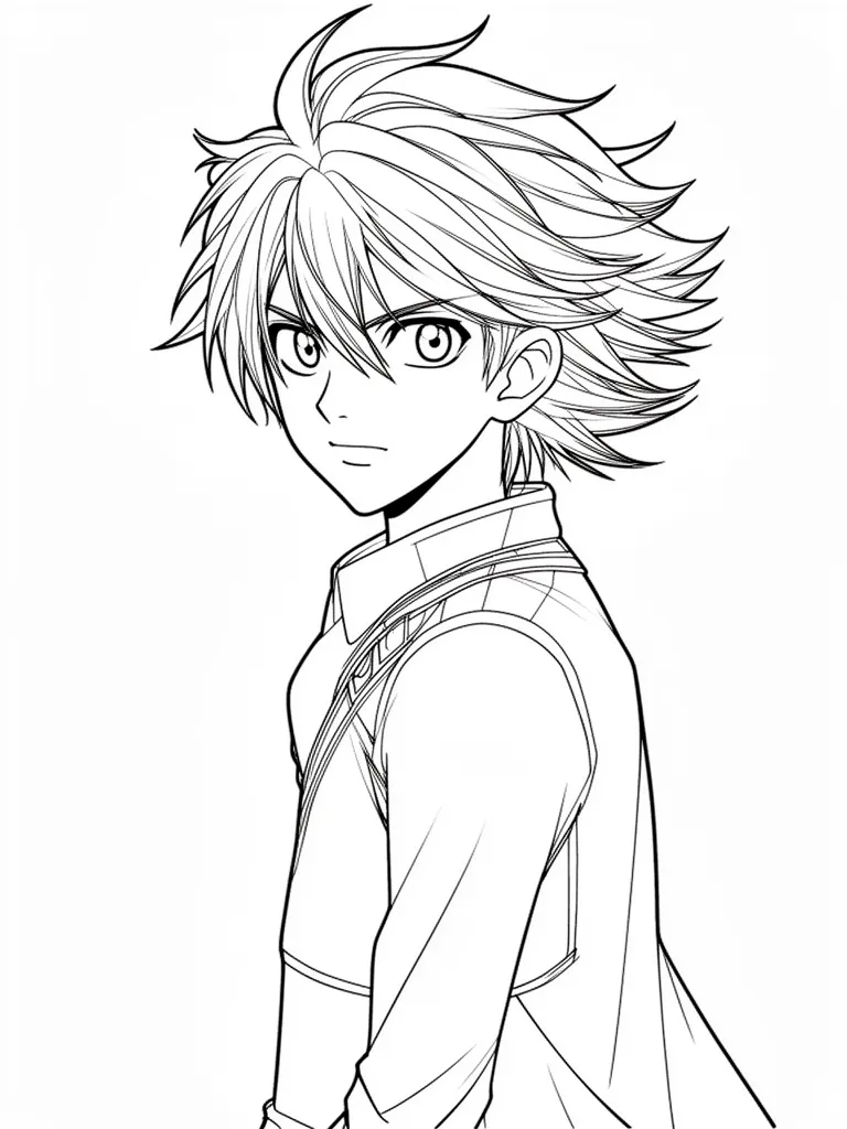 Coloriage Héros avec les cheveux au vent à imprimer