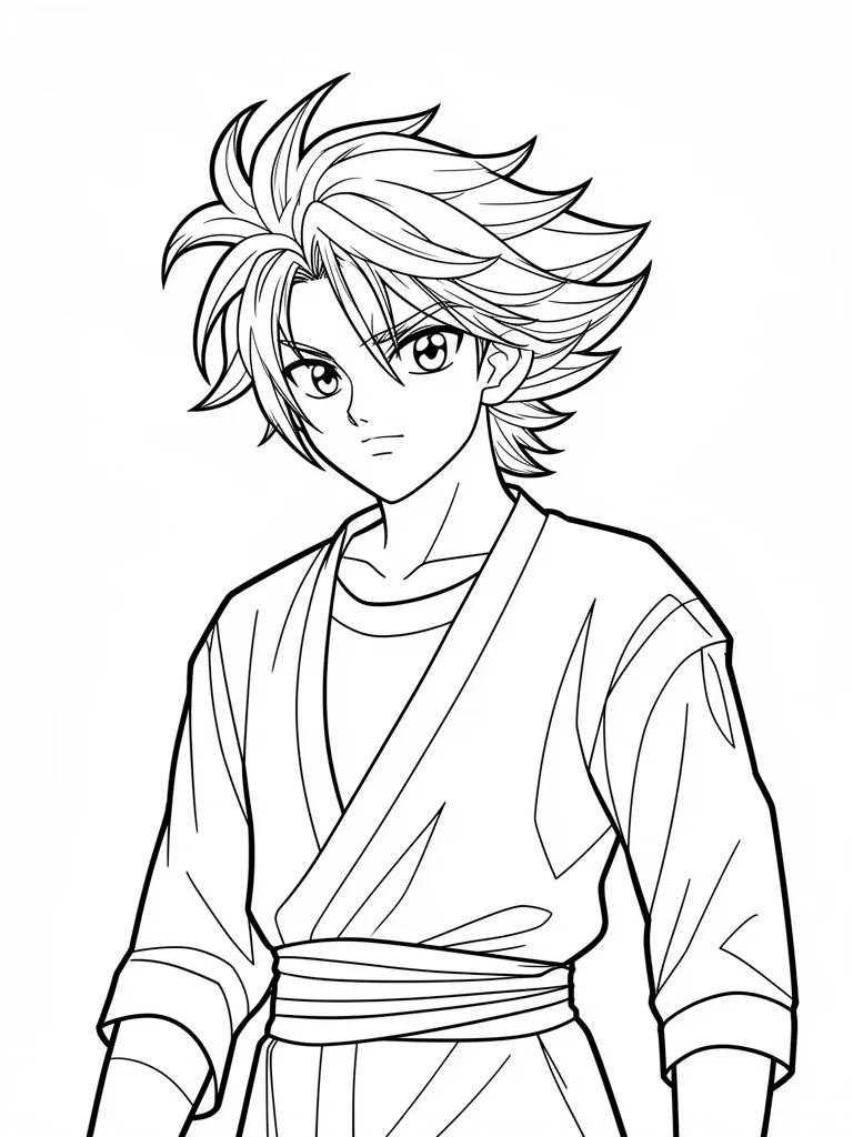 Coloriage Héros avec les cheveux au vent détaillé à imprimer