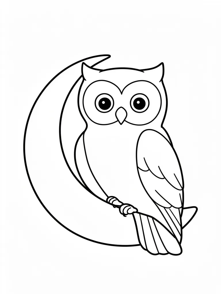Coloriage Hibou lunaire – coloriage à imprimer gratuit