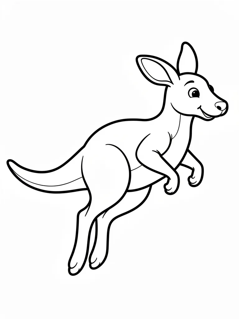 Coloriage Kangourou qui saute détaillé à imprimer