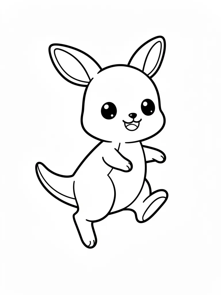 Coloriage Kangourou qui saute kawaii à imprimer