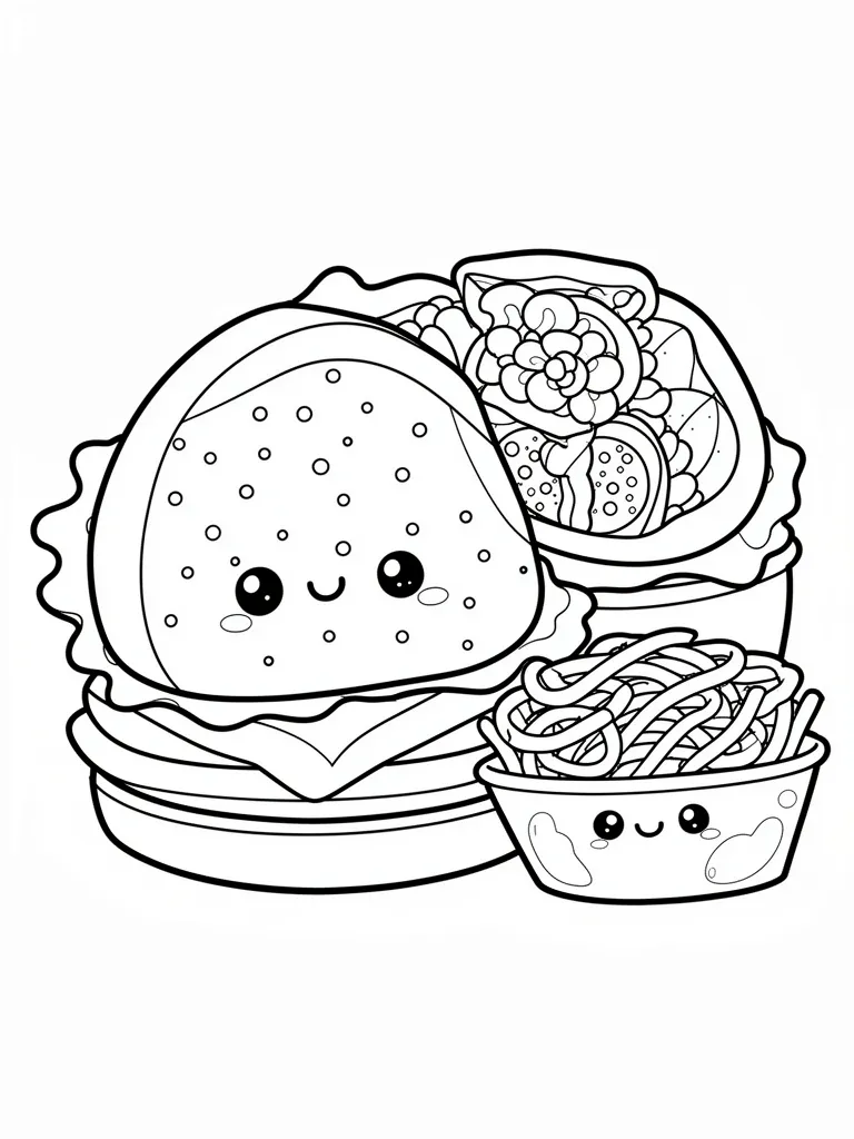Coloriage kawaii nourriture à imprimer