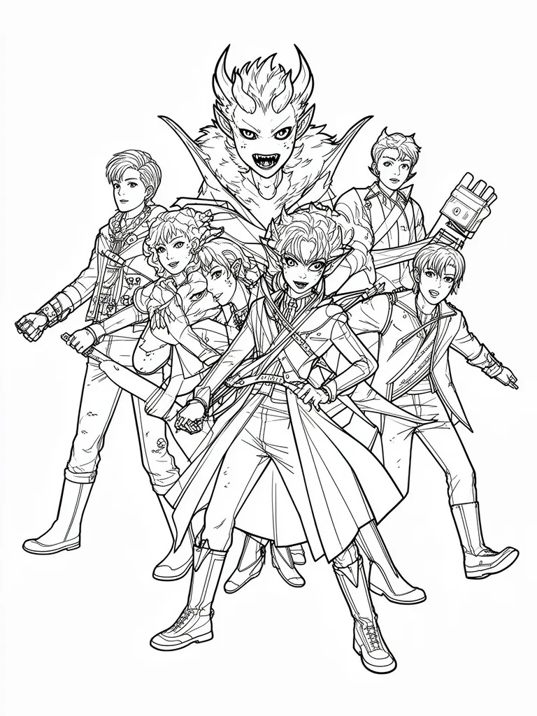 Coloriage kpop demon hunters détaillé à imprimer