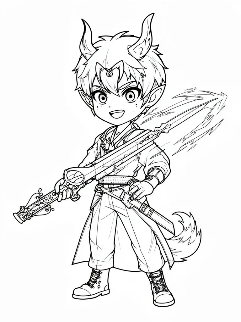 Coloriage kpop demon hunters joyeux à imprimer