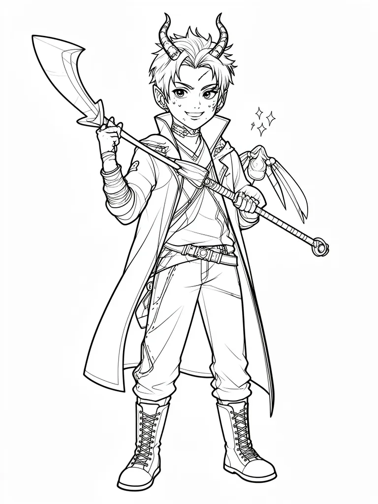 Coloriage kpop demon hunters joyeux à imprimer