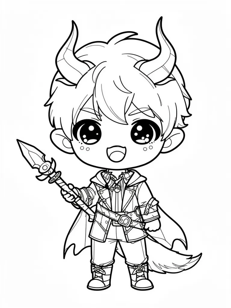 Coloriage kpop demon hunters kawaii à imprimer