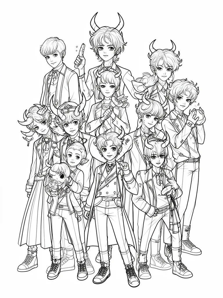 Coloriage kpop demon hunters mignon à imprimer