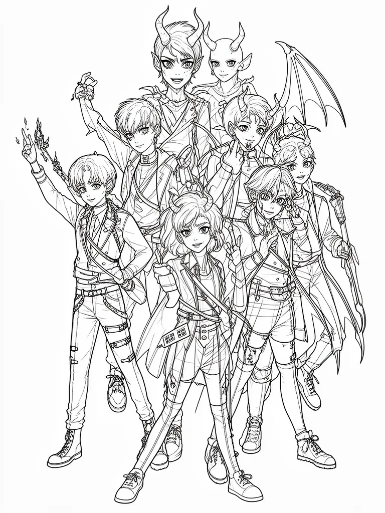 Coloriage kpop demon hunters mignon à imprimer