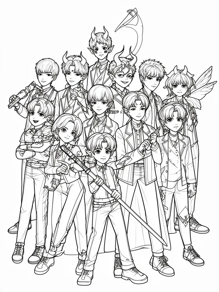 Coloriage kpop demon hunters mignon à imprimer