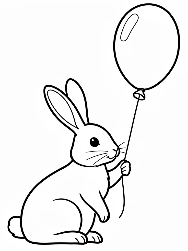 Coloriage Lapin avec un ballon – coloriage à imprimer gratuit