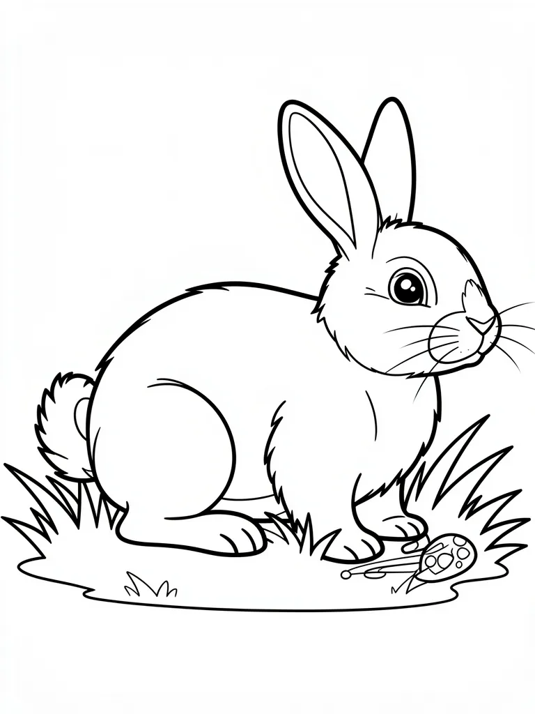Coloriage Lapin bébé lapin dans l’herbe à imprimer