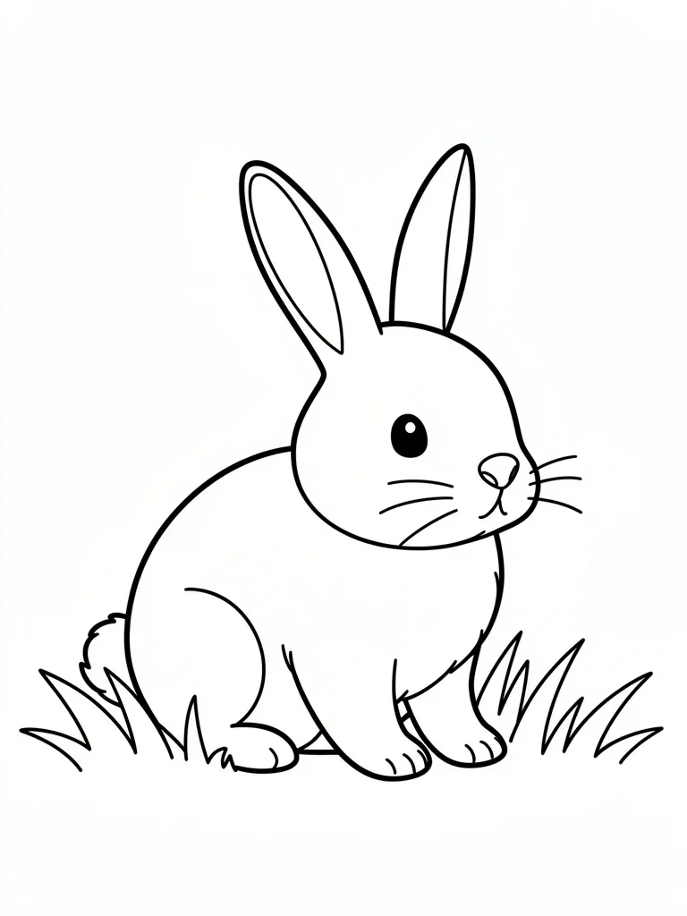 Coloriage Lapin bébé lapin dans l’herbe pour maternelle à imprimer