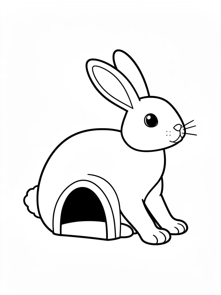 Coloriage Lapin devant un terrier facile à imprimer