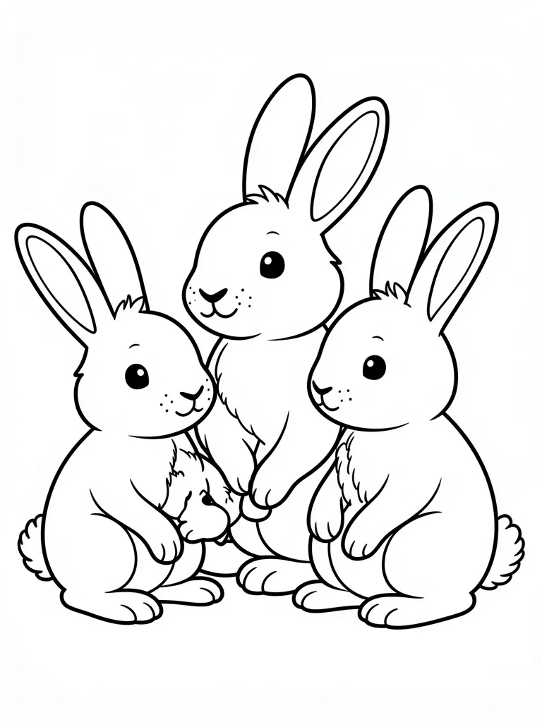 Coloriage Lapin en famille à imprimer