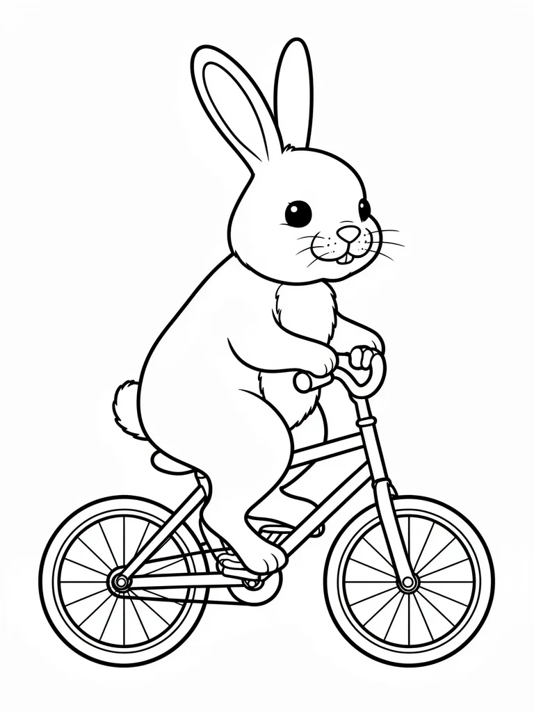 Coloriage Lapin qui fait du vélo – coloriage à imprimer gratuit