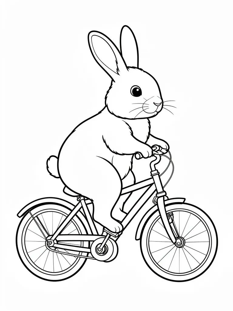 Coloriage Lapin qui fait du vélo détaillé – coloriage à imprimer gratuit