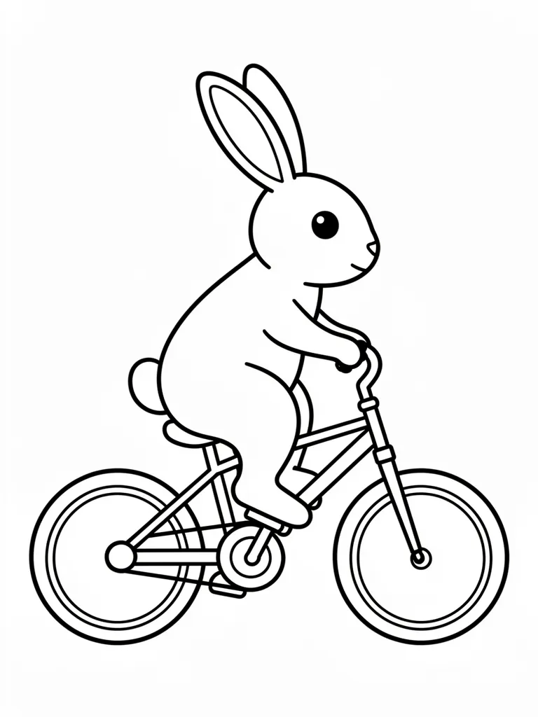 Coloriage Lapin qui fait du vélo facile – coloriage à imprimer gratuit