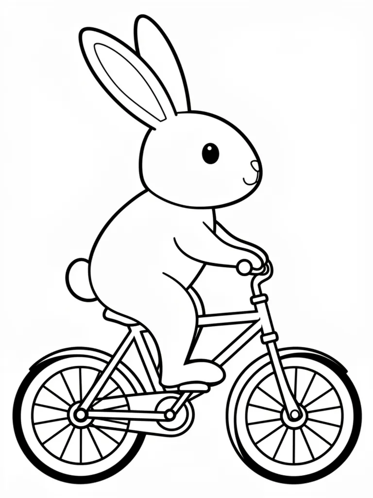 Coloriage Lapin qui fait du vélo pour maternelle – coloriage à imprimer gratuit