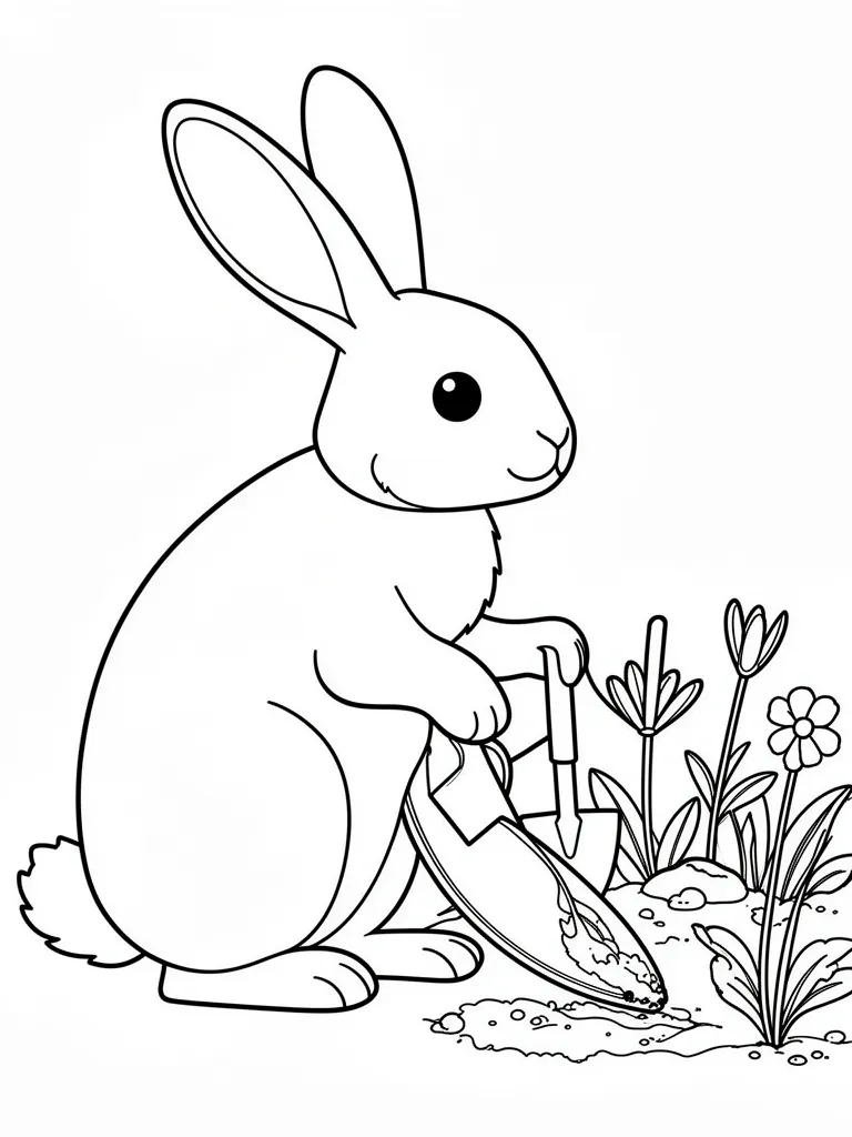 Coloriage Lapin qui jardine à imprimer