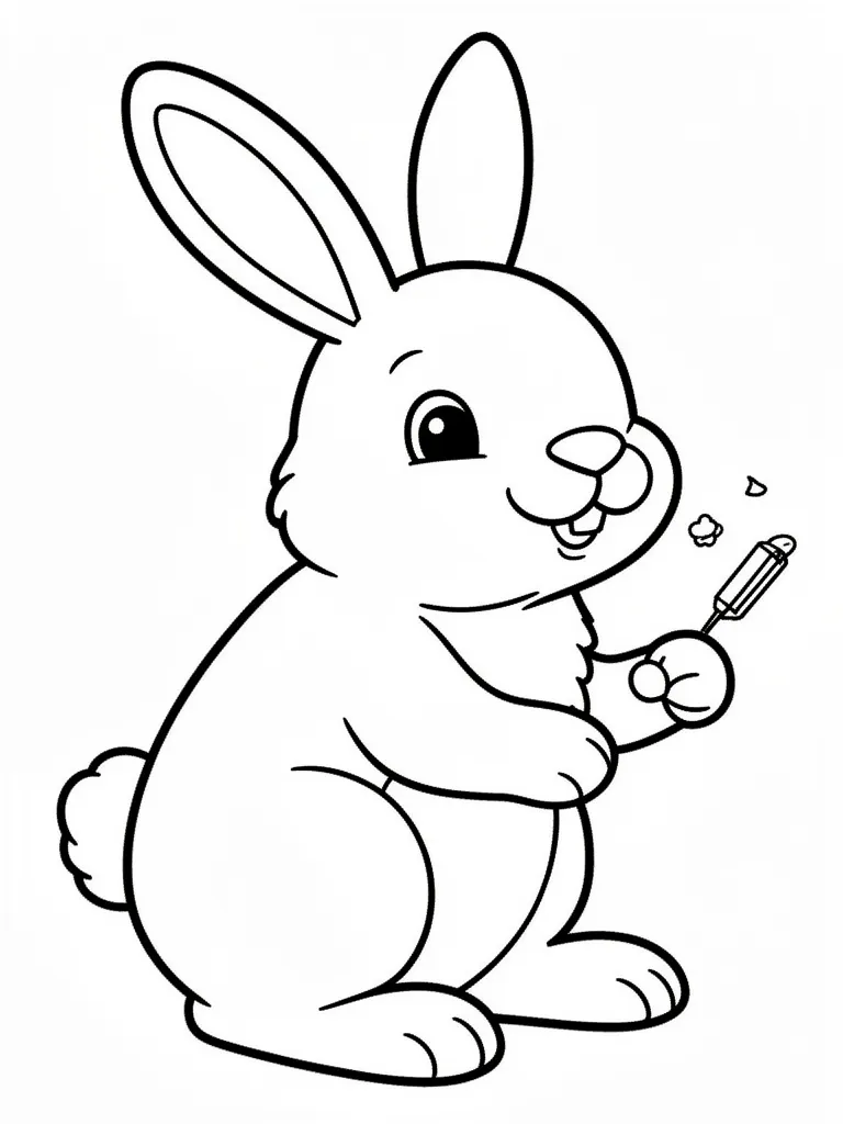 Coloriage Lapin qui joue à imprimer