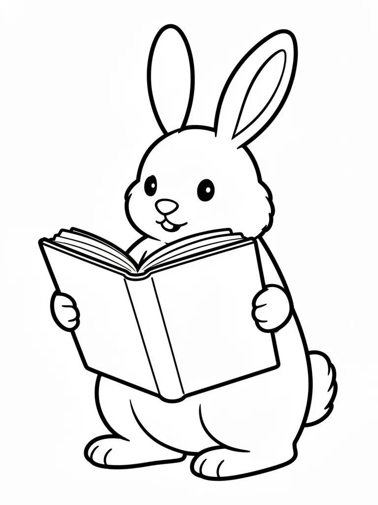 Coloriage Lapin qui lit une histoire à imprimer