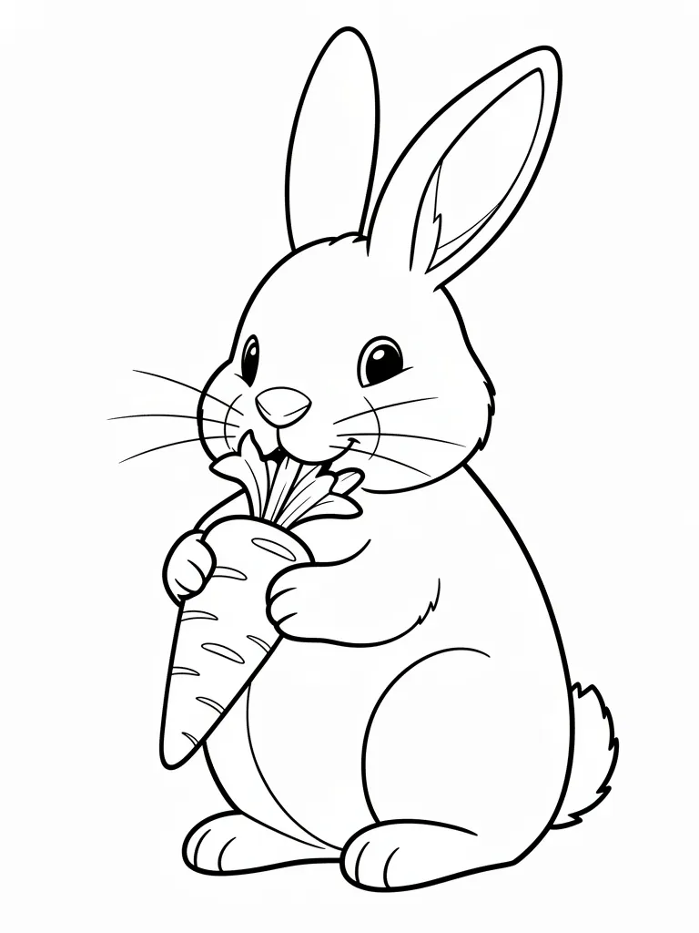 Coloriage Lapin qui mange une carotte à imprimer