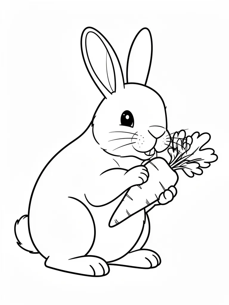 Coloriage Lapin qui mange une carotte facile à imprimer