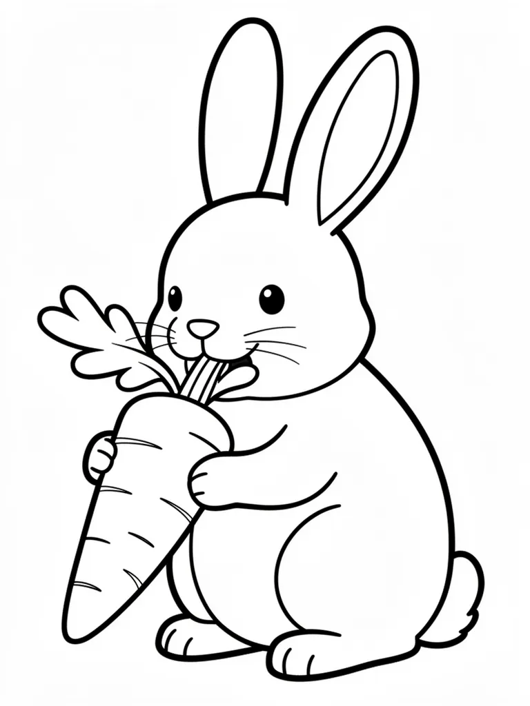 Coloriage Lapin qui mange une carotte pour maternelle à imprimer