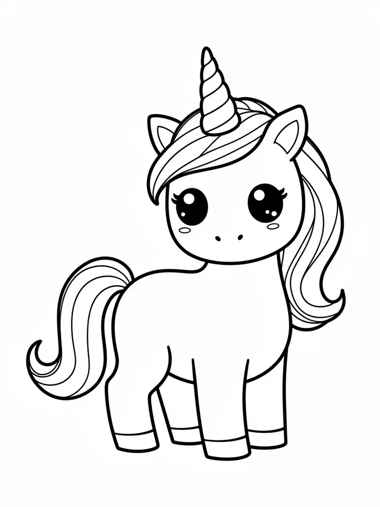 Coloriage Licorne bébé licorne kawaii à imprimer