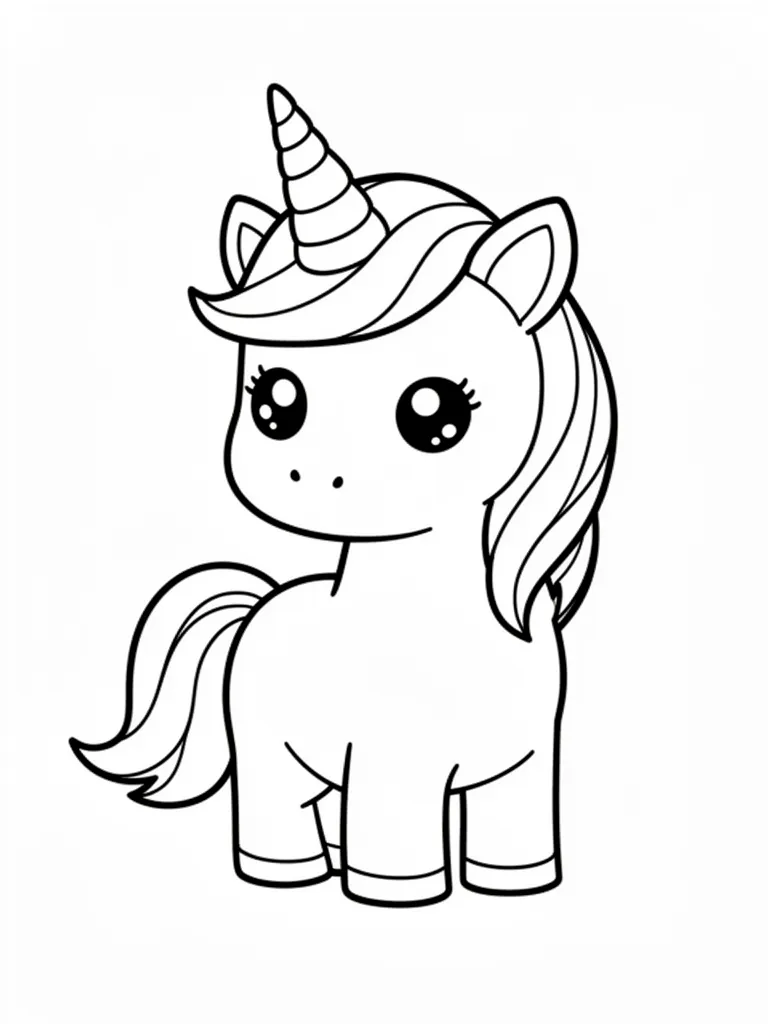 Coloriage Licorne bébé licorne kawaii facile à imprimer