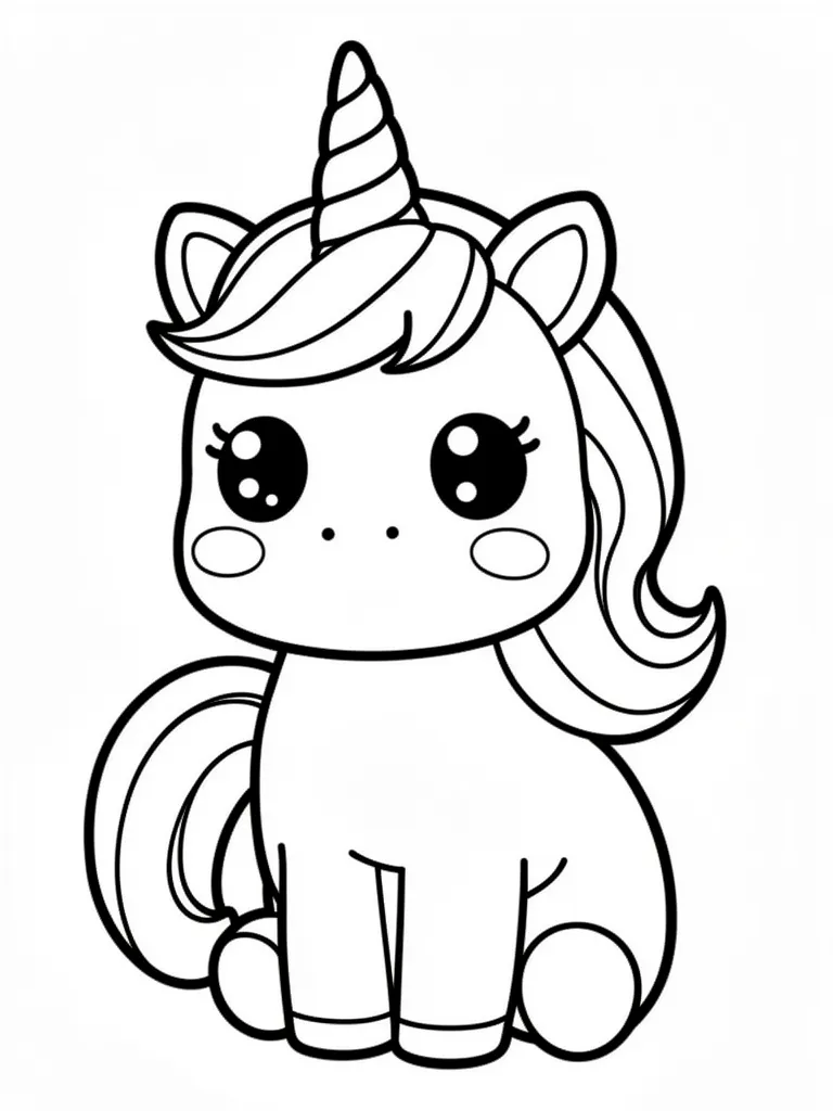 Coloriage Licorne bébé licorne kawaii kawaii à imprimer