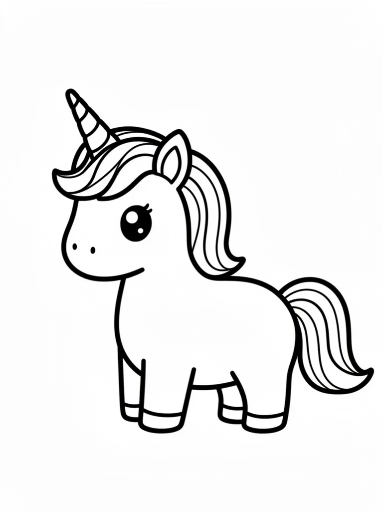 Coloriage Licorne bébé licorne kawaii pour maternelle à imprimer