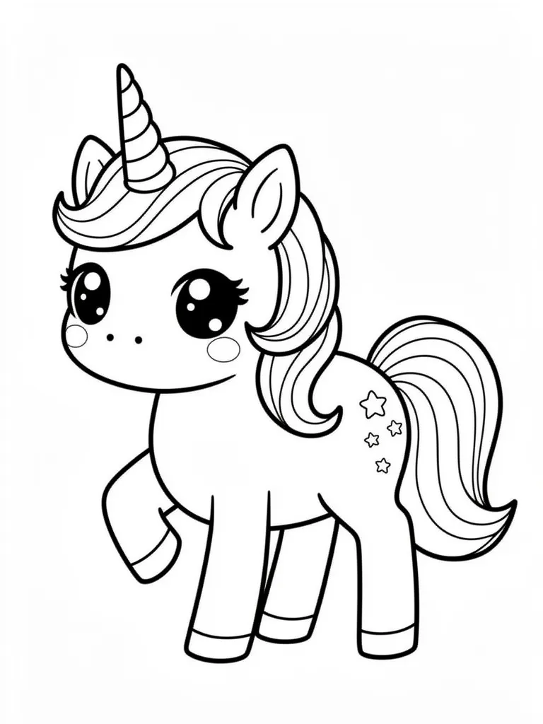 Coloriage licornes kawaii à imprimer